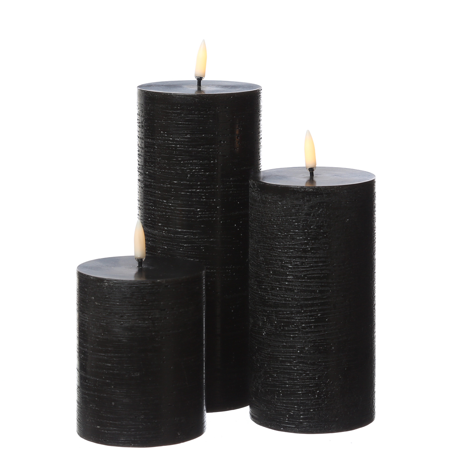 LED Kerze PIA - Rustik-Optik - Echtwachs - H: 15cm - D: 7,8cm - Timer - bis zu 1000 Std. - schwarz LED Kerze PIA - Rustik-Optik - Echtwachs - H: 15cm - D: 7,8cm - Timer - bis zu 1000 Std. - schwarz