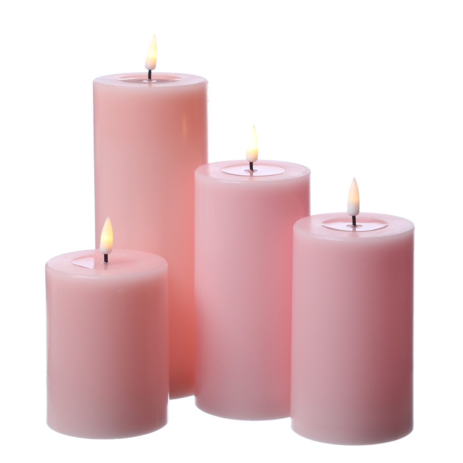 LED Stumpenkerze MIA - Echtwachs - realistische 3D Flamme - H: 15cm - Batteriebetrieb - rosa LED Stumpenkerze MIA - Echtwachs - realistische 3D Flamme - H: 15cm - Batteriebetrieb - rosa