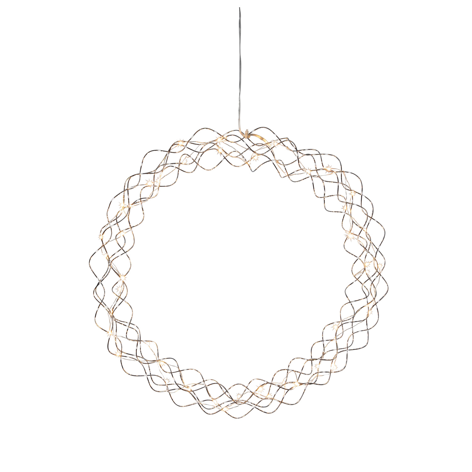 LED-Kranz "Curly" - 50 warmweiße LED - D: 45cm - Material: Metall - silber LED-Kranz "Curly" - 50 warmweiße LED - D: 45cm - Material: Metall - silber