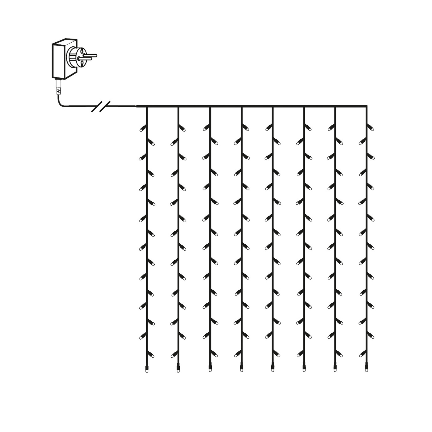 LED Lichtvorhang - Serie LED - outdoor - 80 ultra warmweiße LED - L: 1,3m, H: 1,3m - schwarzes Kabel LED Lichtvorhang - Serie LED - outdoor - 80 ultra warmweiße LED - L: 1,3m, H: 1,3m - schwarzes Kabel