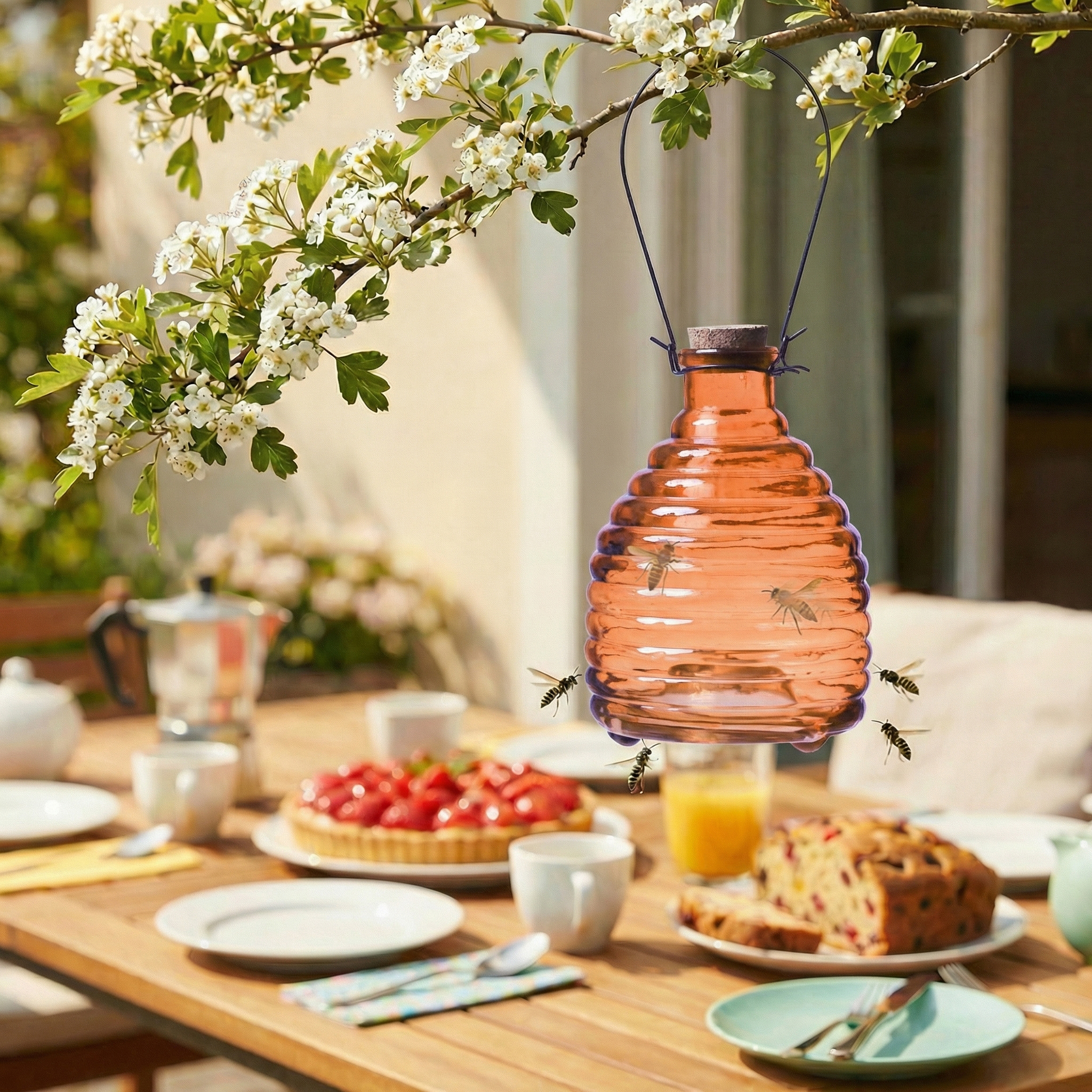 Wespenfänger HONIGTOPF - Wespenfalle - geriffeltes Glas - D: 13cm - H: 17cm