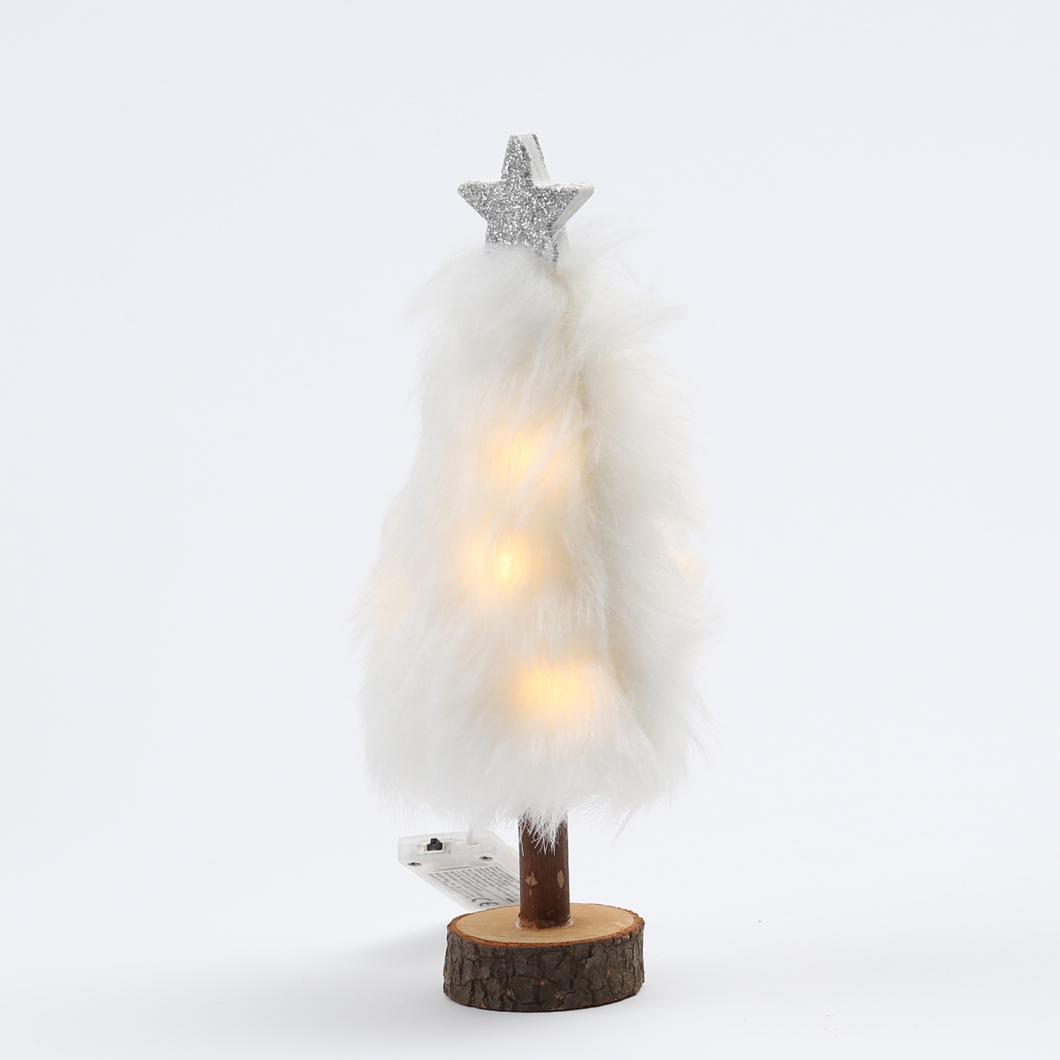 LED Dekobaum PLÜSCH - Holz - Plüschfell - warmweiße LED - Sternspitze - H: 19,5cm - Batterie - weiß LED Dekobaum PLÜSCH - Holz - Plüschfell - warmweiße LED - Sternspitze - H: 19,5cm - Batterie - weiß
