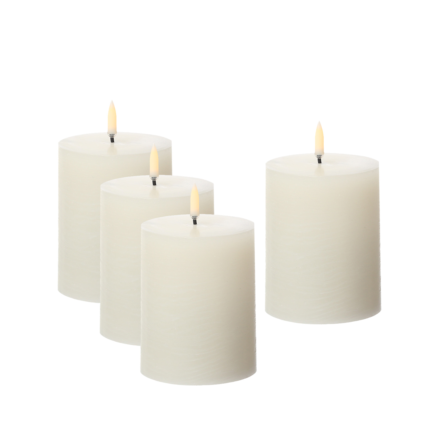 LED Kerzenset PIA - Rustik-Optik - H: 10cm - inkl. Batterien und Fernbedienung - creme - 4er Set LED Kerzenset PIA - Rustik-Optik - H: 10cm - inkl. Batterien und Fernbedienung - creme - 4er Set