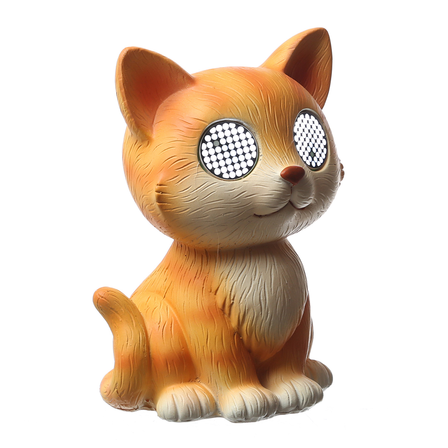 LED Solar Katze mit blizelnden und rollenden Augen - Gartenfigur - H: 22,5cm - Lichtsensor