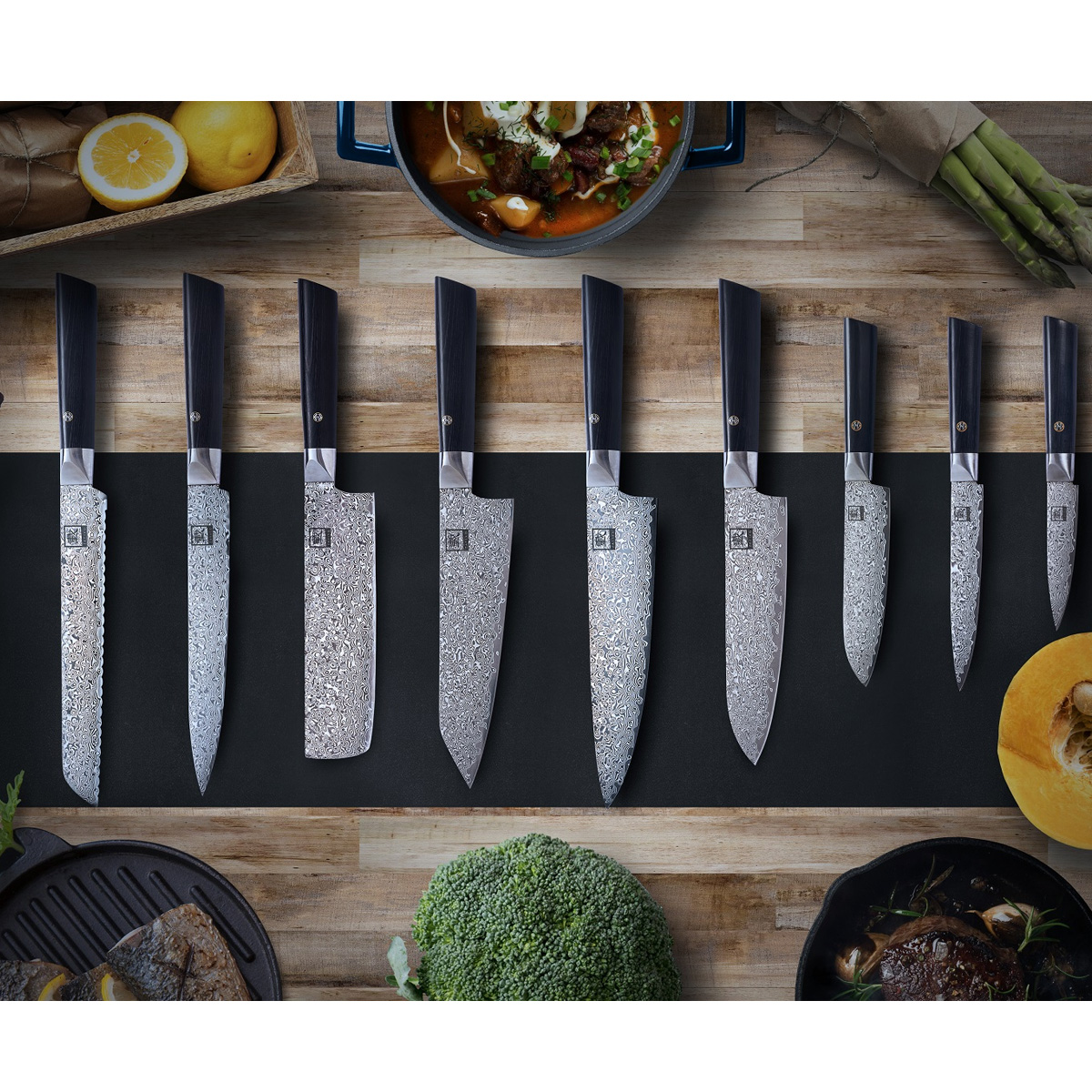 ZAYIKO Damastmesser BLACK EDITION "Nakirimesser" - Pakkaholz - VG-10 Stahlkern