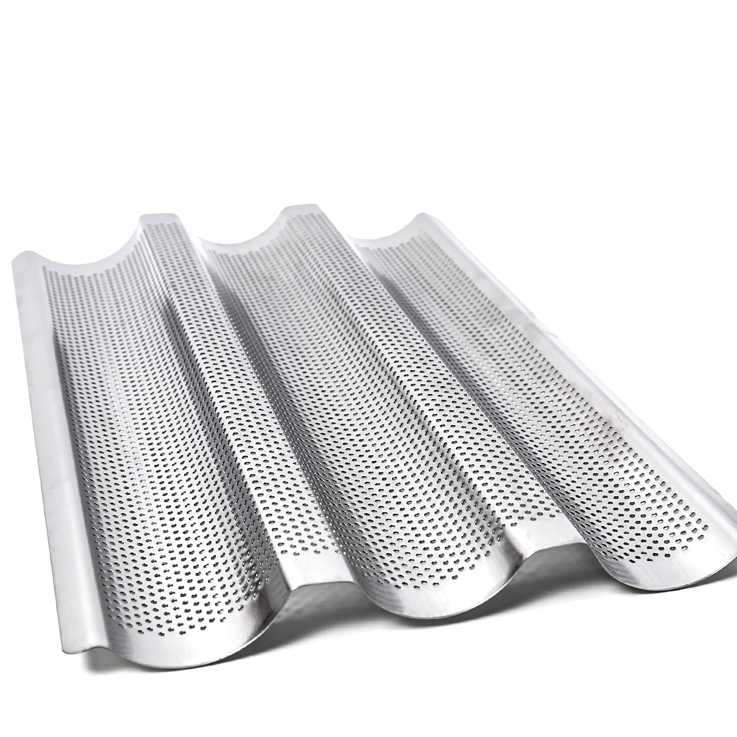 Baguetteblech für 3 Brote - Ideal für Knoblauch-/Kräuterbaguett - 38cm - Edelstahl