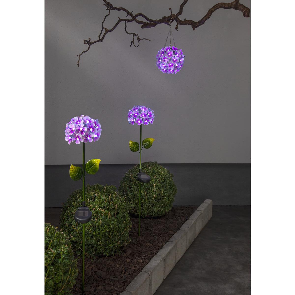 LED Solarstab "Hortensie" - pink - 27 kaltweiße LED - H: 77cm, D: 16cm - Dämmerungssensor LED Solarstab "Hortensie" - pink - 27 kaltweiße LED - H: 77cm, D: 16cm - Dämmerungssensor