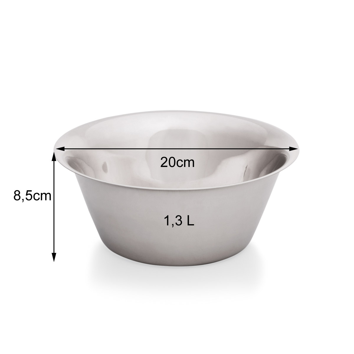 Schüssel konisch - Edelstahl - ø20cm - H: 8,5cm - Inhalt: 1,3 Liter