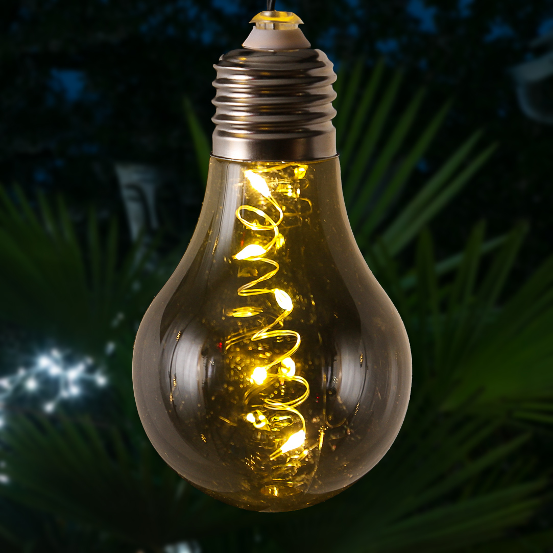 LED Solar Lichterkette GLOW - Glühbirnen mit Drahtlichterkette - 2 Funktionen - 4,5m - rauchig grau