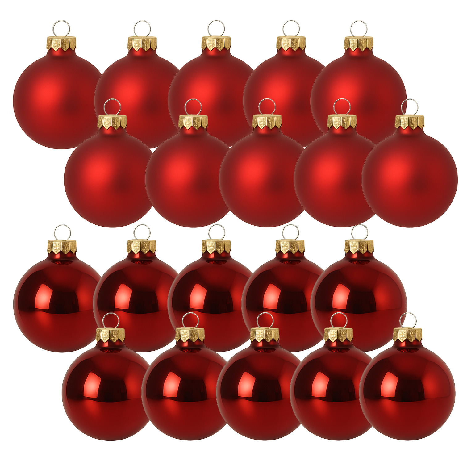 Christbaumkugel - Weihnachtsbaumkugel - Glas - D 6cm - glänzend und matt - rot - 20er Set