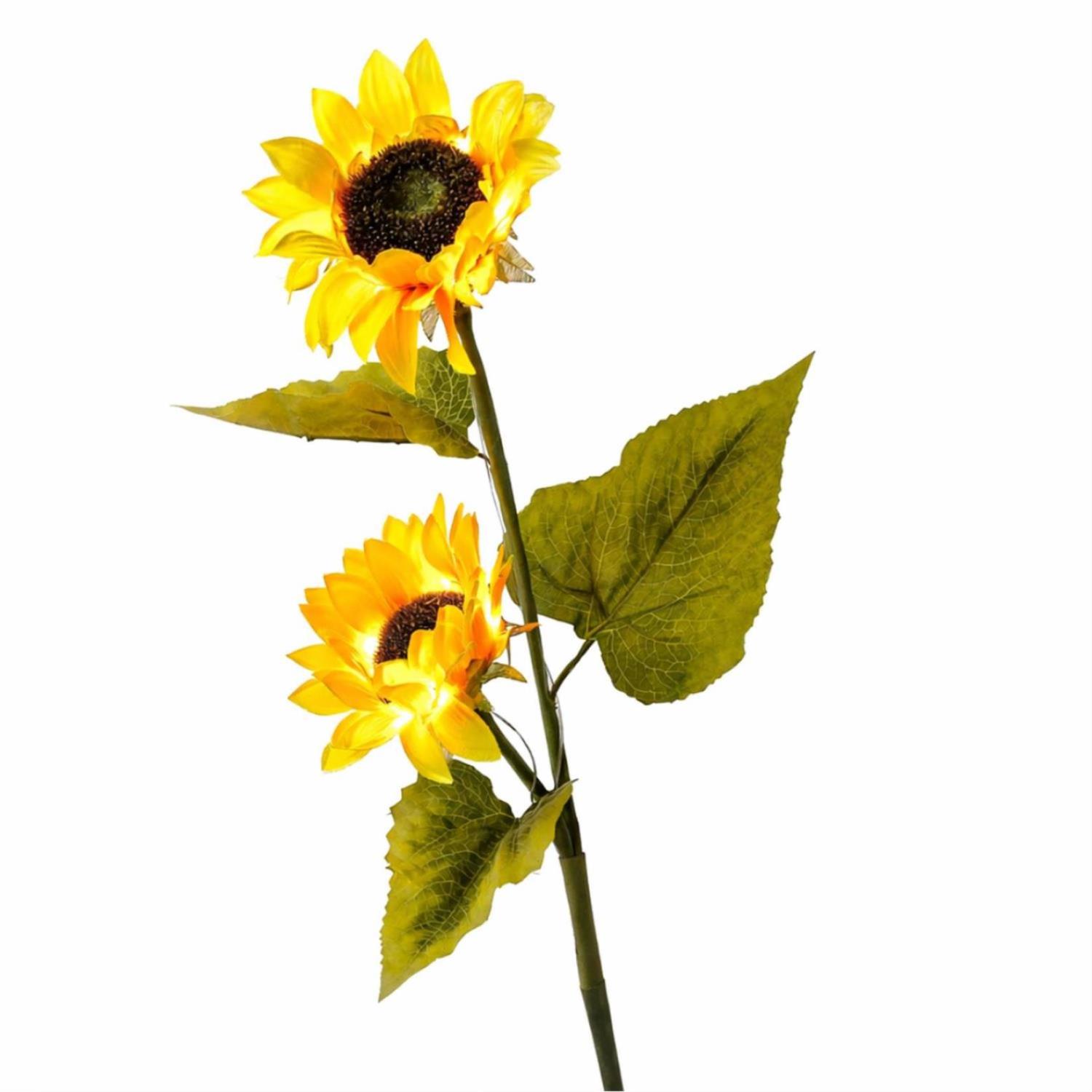 LED Solar Gartenstecker SONNENBLUME - H 125m - Lichtsensor - gruen-gelb