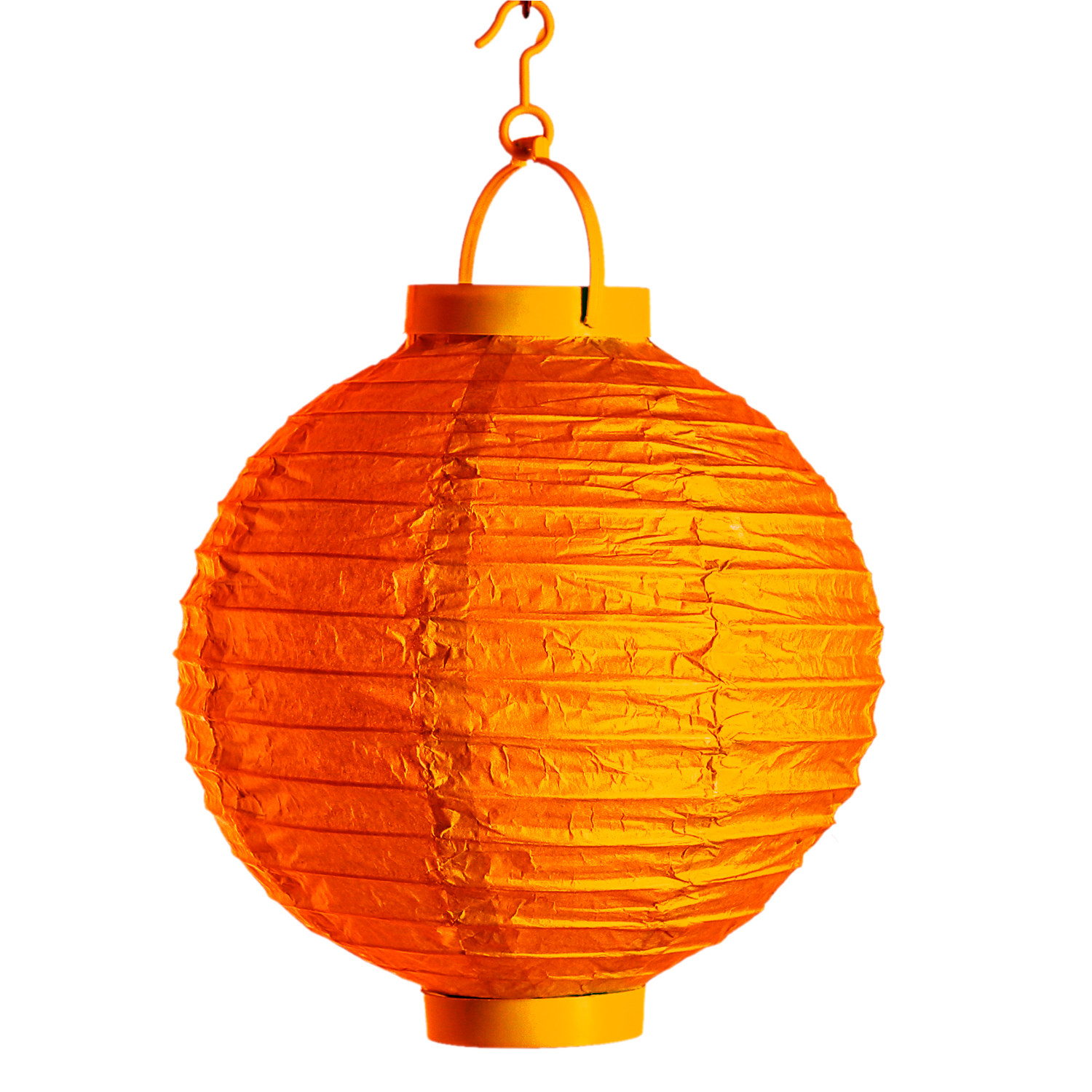 LED Solar Lampion - kaltweiße LED - H: 23cm - D: 20cm - Lichtsensor - orange