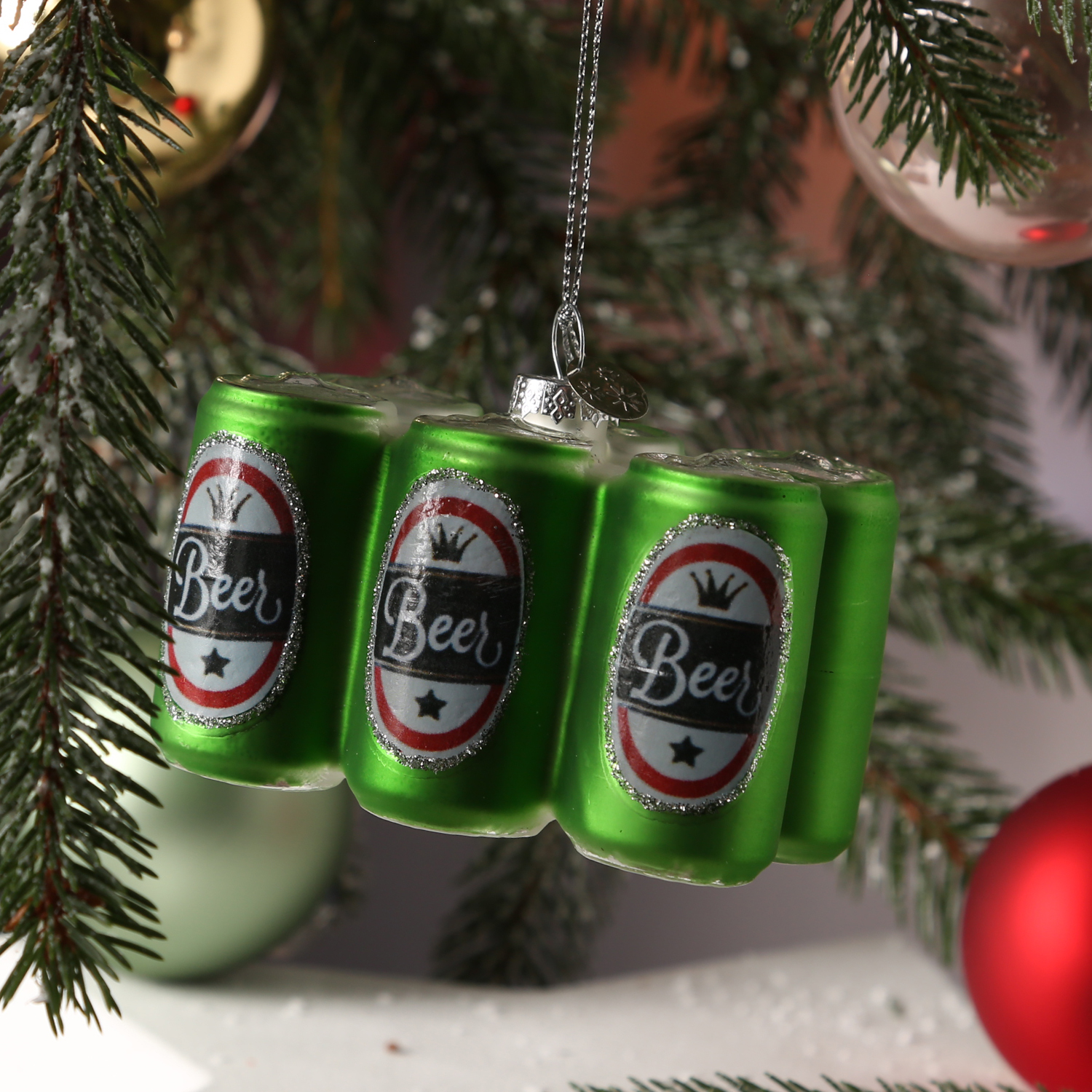 Christbaumschmuck SIXPACK - Glas - inkl. Aufhänger - H: 5,1cm - grün Christbaumschmuck SIXPACK - Glas - inkl. Aufhänger - H: 5,1cm - grün