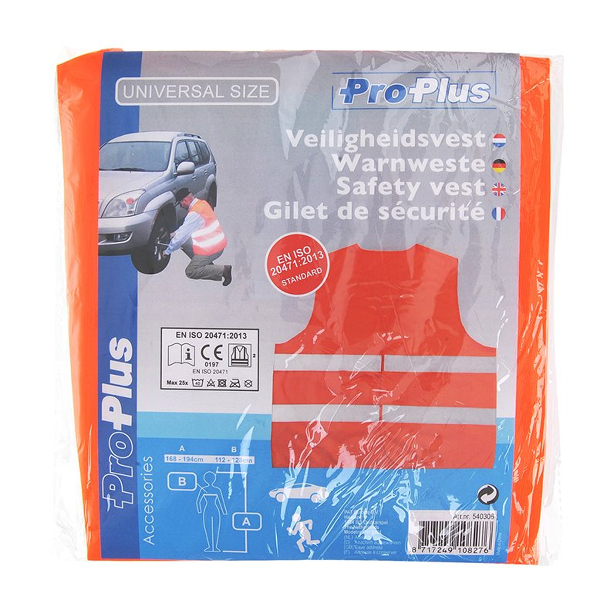 Sicherheitsweste Warnweste orange - nach DIN ISO 20471:2013