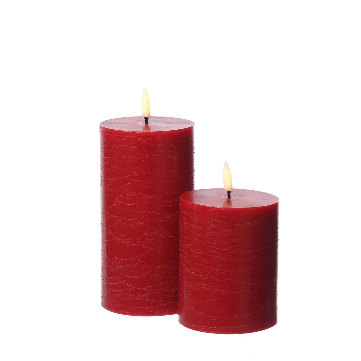 LED Kerze PIA - Rustik-Optik - Echtwachs - H: 15cm - D: 7,8cm - Timer - bis zu 1000 Std. - rot LED Kerze PIA - Rustik-Optik - Echtwachs - H: 15cm - D: 7,8cm - Timer - bis zu 1000 Std. - rot