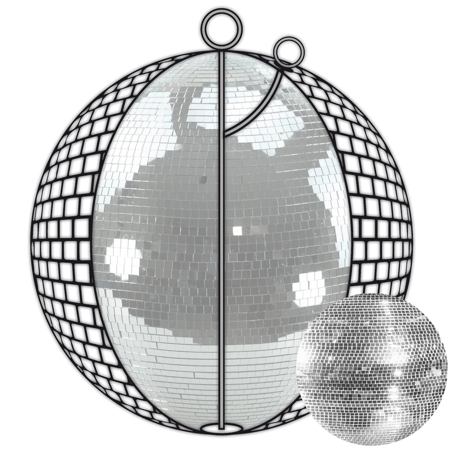 Spiegelkugel 75cm silber chrom- Diskokugel (Discokugel) Party Lichteffekt - Echtglas - mirrorball safety silver chrome color