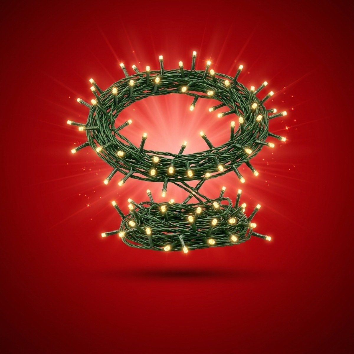 LED Lichterkette - 300 ultra warmweiße LED - 8 Funktionen - L: 16m - Trafo - Außen - grünes Kabel