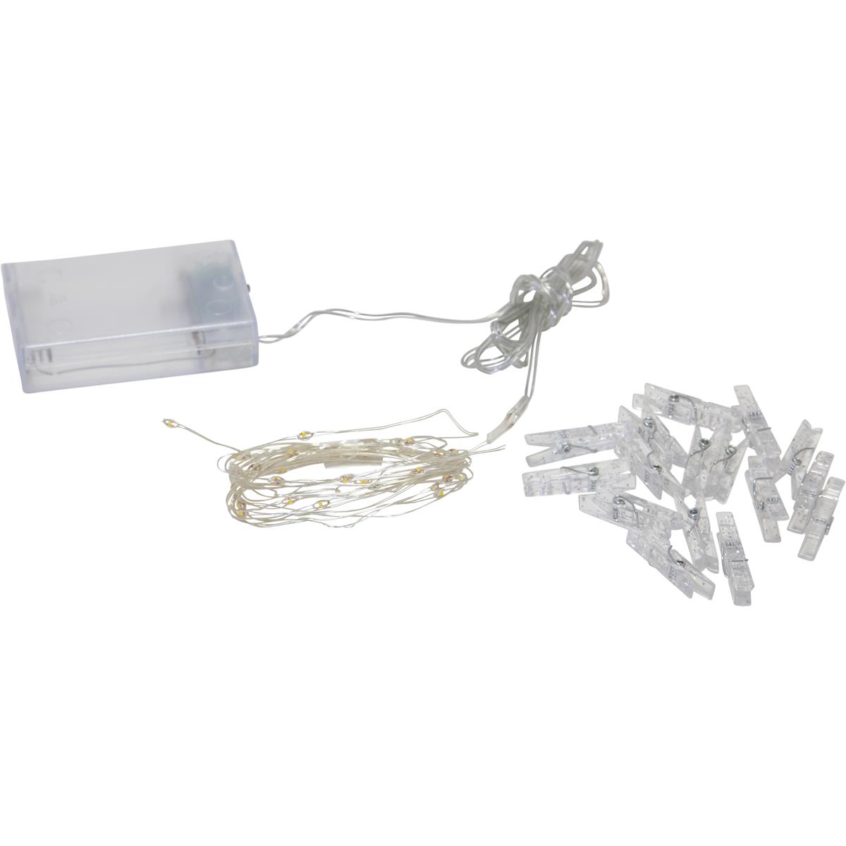 LED Clip Lichterkette - 16 Wäscheklammern - 30 warmweiße LED - 2,9m - Timer - Batterie - transparent LED Clip Lichterkette - 16 Wäscheklammern - 30 warmweiße LED - 2,9m - Timer - Batterie - transparent