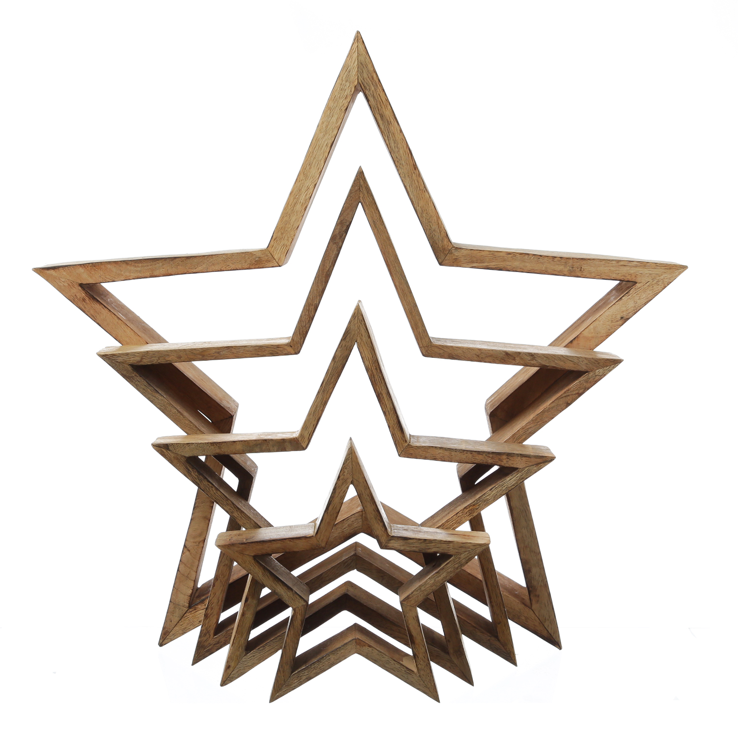 Dekosterne aus Mangoholz - stehend - 4 verschiedene Größen - naturbelassen - 4er Set Dekosterne aus Mangoholz - stehend - 4 verschiedene Größen - naturbelassen - 4er Set