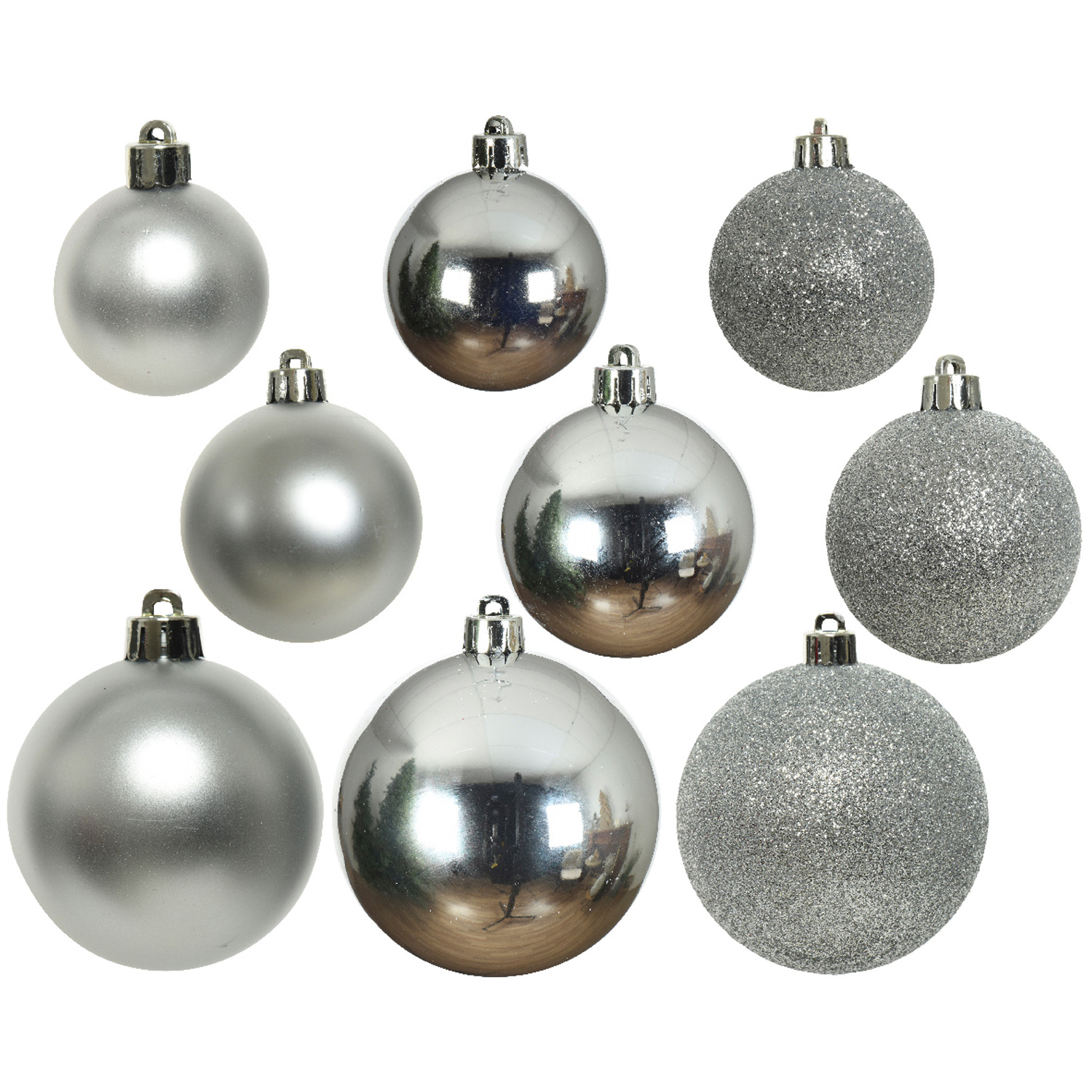 Christbaumkugel - Weihnachtsbaumkugel  - bruchfest - glänzend matt glitzernd - silber - 26er Set