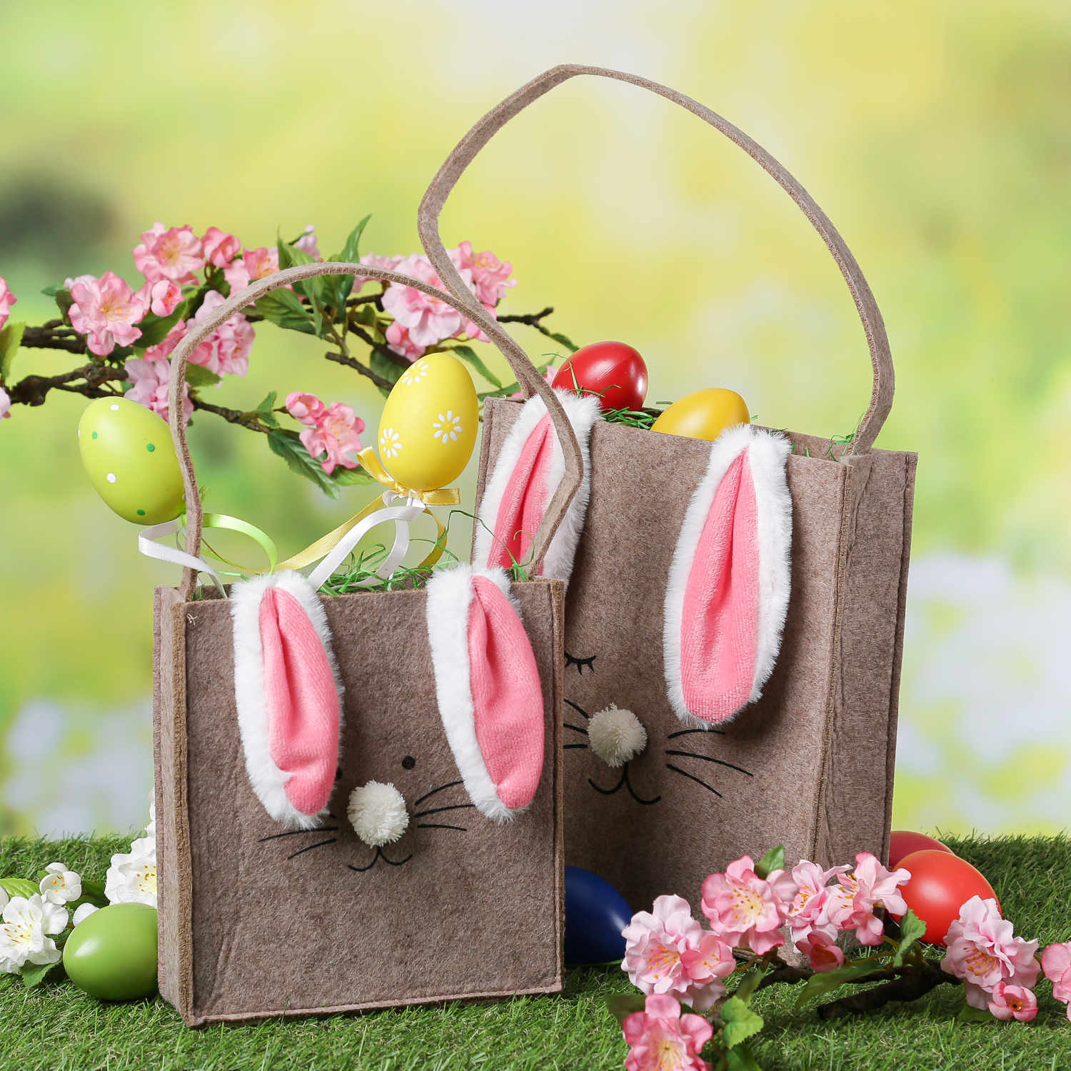 Ostertaschen Häschen - Osternest als Osterhase mit Henkel und Schlappohren - Filz - 2er Set Ostertaschen Häschen - Osternest als Osterhase mit Henkel und Schlappohren - Filz - 2er Set