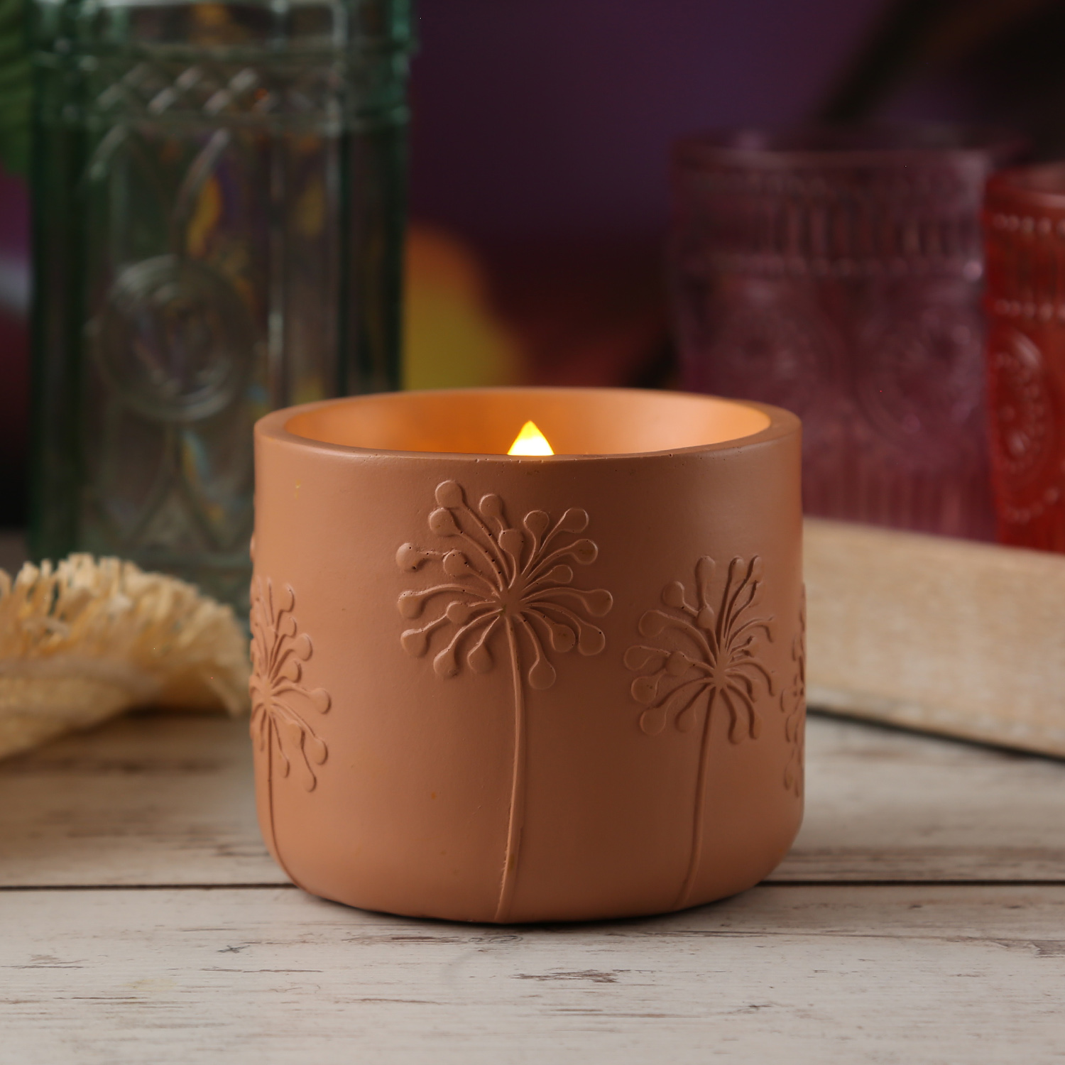 LED Solar Windlicht PUSTEBLUME - flackernde Flamme - Lichtsensor - H: 8cm - für Außen - terracotta LED Solar Windlicht PUSTEBLUME - flackernde Flamme - Lichtsensor - H: 8cm - für Außen - terracotta