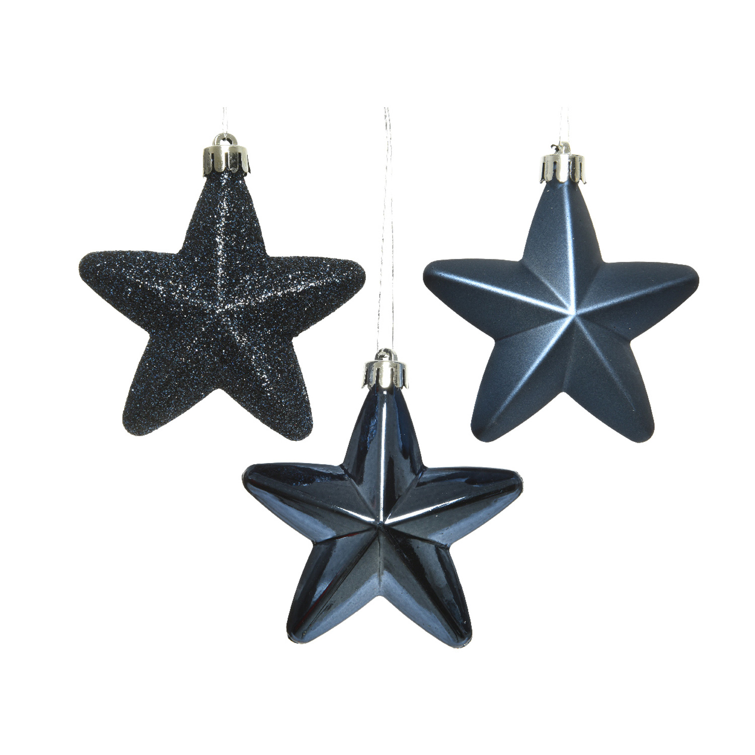 Christbaumschmuck STERN - Weihnachtsschmuck - bruchfest - glänzend matt glitzernd - dunkelblau - 6St Christbaumschmuck STERN - Weihnachtsschmuck - bruchfest - glänzend matt glitzernd - dunkelblau - 6St