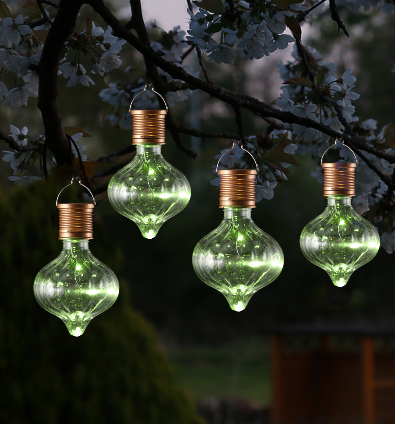 LED Solar Glühbirnen GLOW - Kugelleuchte - warmweiße LED Drahtlichterkette - H: 11,7cm - grün - 4St. LED Solar Glühbirnen GLOW - Kugelleuchte - warmweiße LED Drahtlichterkette - H: 11,7cm - grün - 4St.