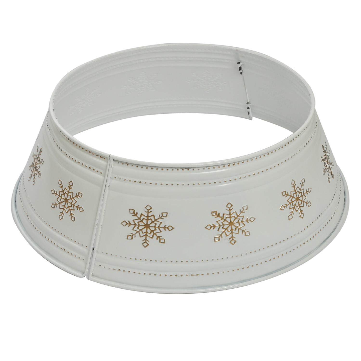 Weihnachtsbaumrock mit Schneeflocken - Abdeckung für Baumständer - D: 70cm - 2-teilig - weiß, gold Weihnachtsbaumrock mit Schneeflocken - Abdeckung für Baumständer - D: 70cm - 2-teilig - weiß, gold