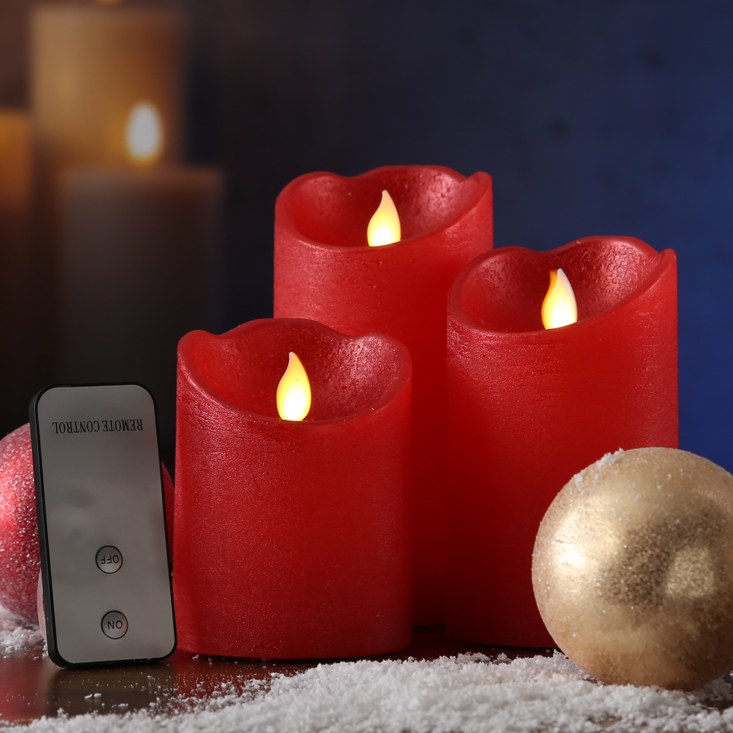 LED Kerzenset M-TWINKLE - Echtwachs - mechanisch bewegte Flamme - Fernbedienung - rot - 3er Set LED Kerzenset M-TWINKLE - Echtwachs - mechanisch bewegte Flamme - Fernbedienung - rot - 3er Set