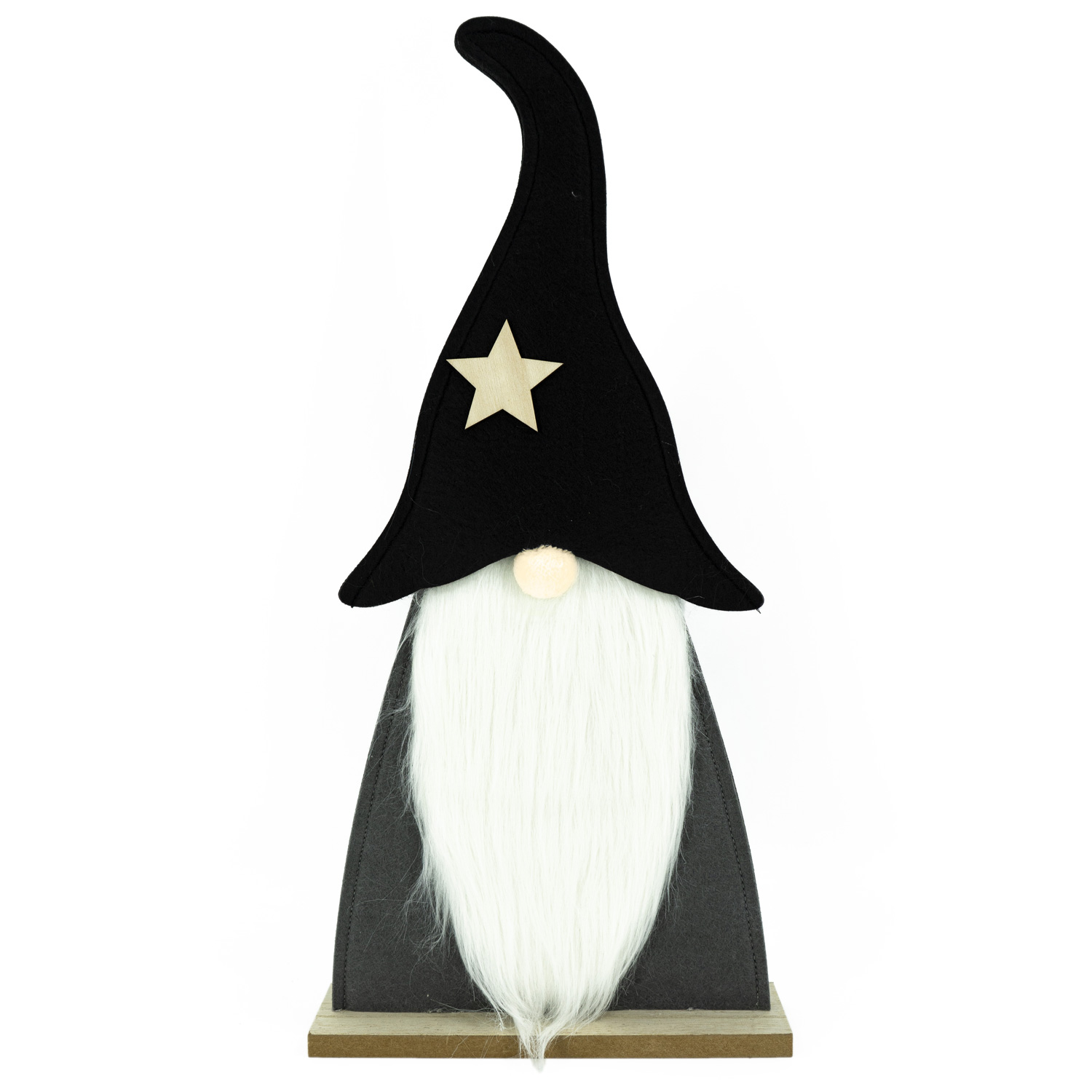 Wichtel - Dekofigur - Holz - Filz - stehend - H: 48cm - Mütze mit Stern - schwarz, grau Wichtel - Dekofigur - Holz - Filz - stehend - H: 48cm - Mütze mit Stern - schwarz, grau