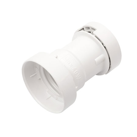 ILLU Fassung E-27 Schraubgewinde - weiß - max 40W für H05RNH2-F1,5 und 2,5 - für Flachkabel ILLU Fassung E-27 Schraubgewinde - weiß - max 40W für H05RNH2-F1,5 und 2,5 - für Flachkabel