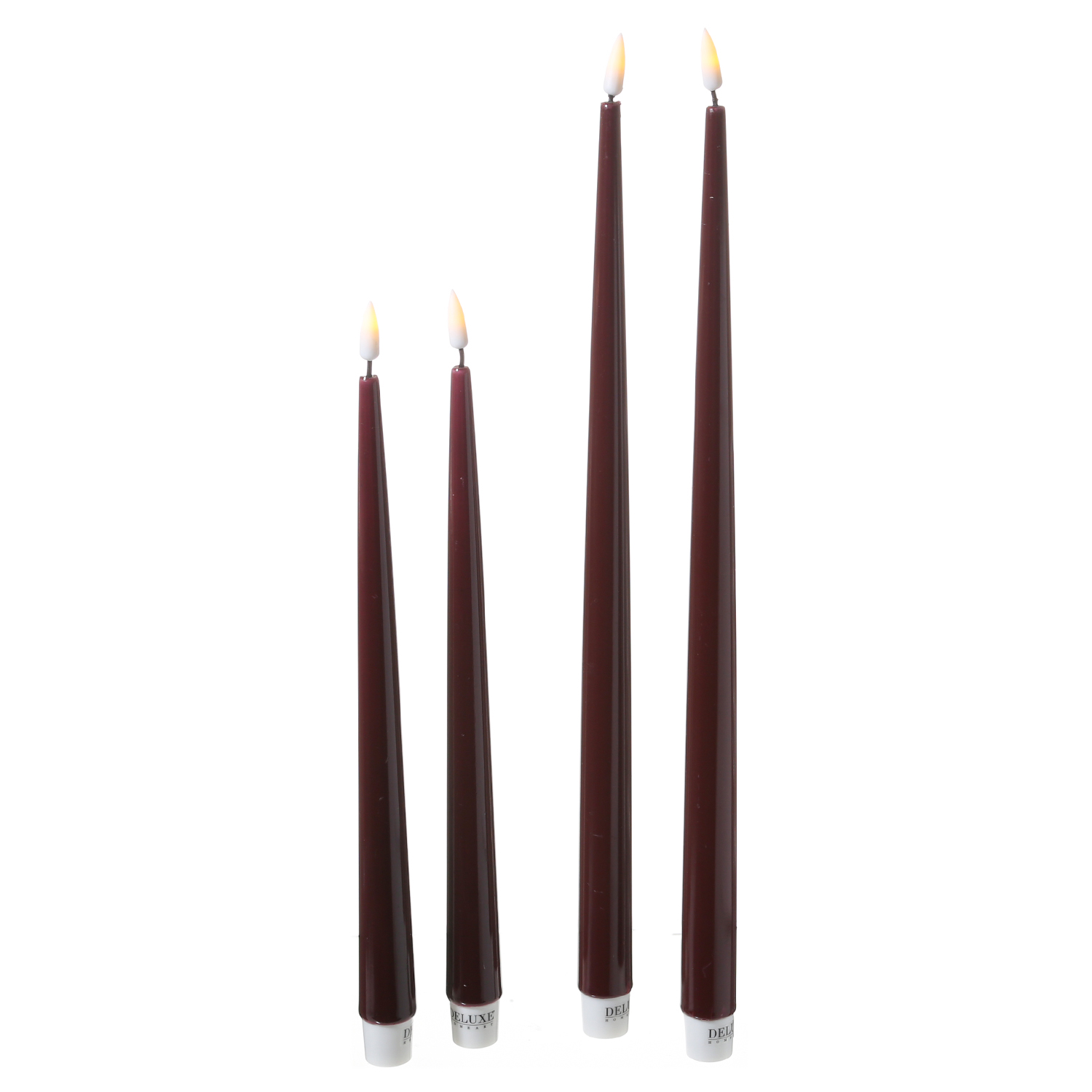 LED Stabkerzen ELLA - Echtwachs - realistische 3D Flamme - H: 28cm - weinrot - 2 Stück LED Stabkerzen ELLA - Echtwachs - realistische 3D Flamme - H: 28cm - weinrot - 2 Stück