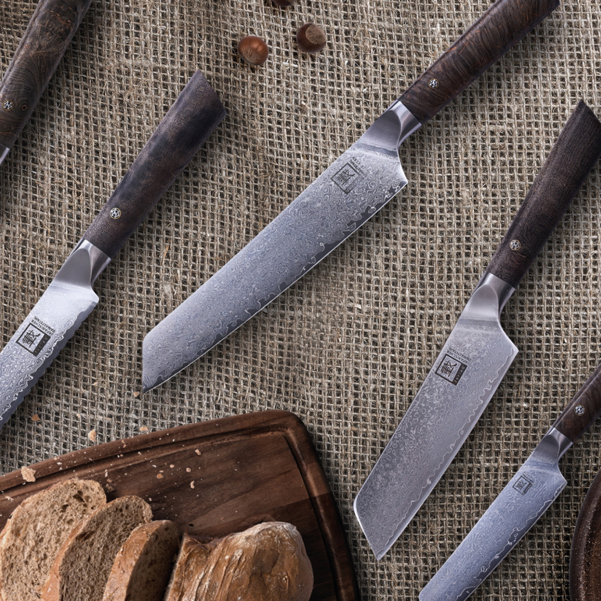 ZAYIKO Damastmesser DAITO PROFI LINE Nakirimesser - Ahornholz - VG-10 Stahlkern