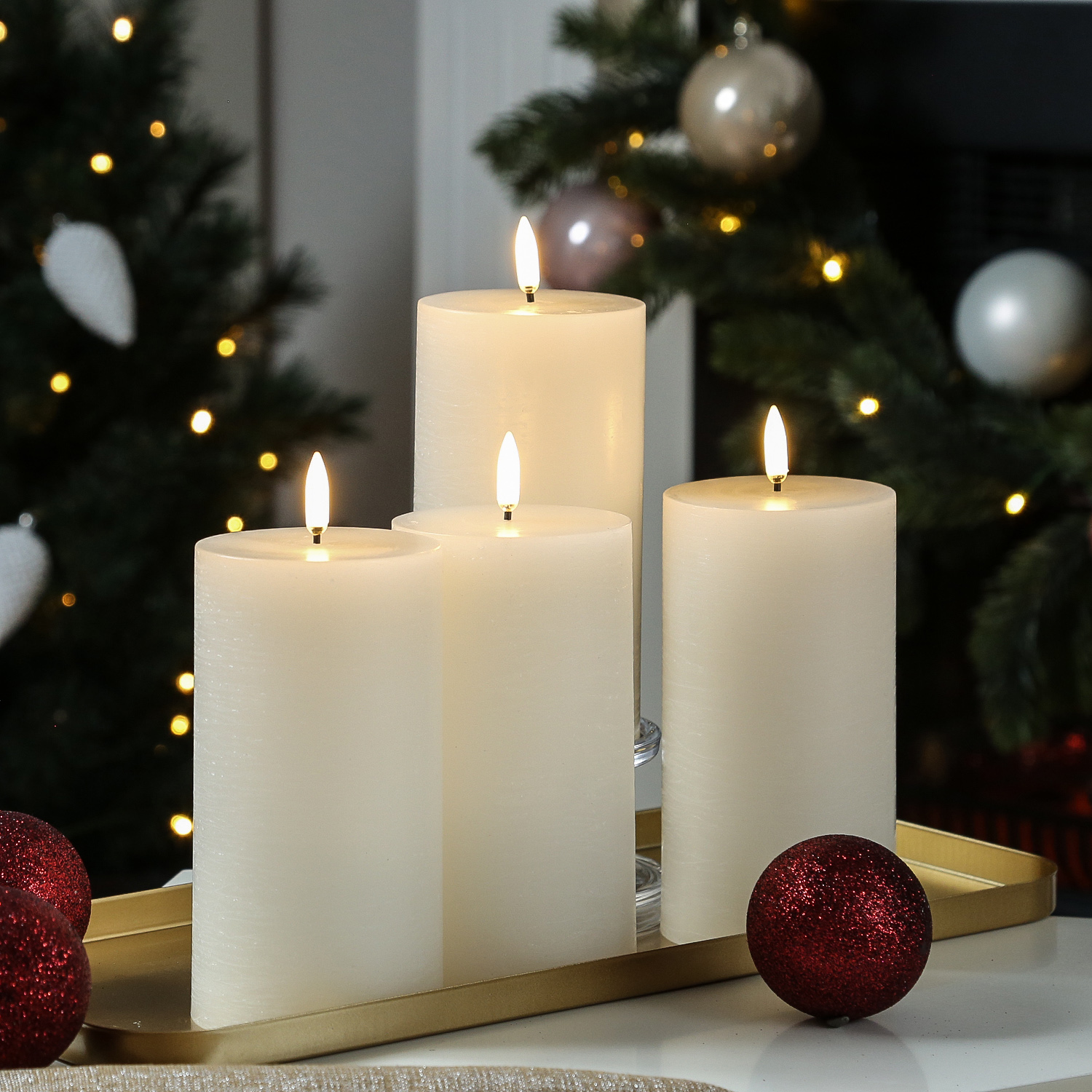 LED Kerzenset PIA - Rustik-Optik - H: 15cm - inkl. Batterien und Fernbedienung - creme - 4er Set LED Kerzenset PIA - Rustik-Optik - H: 15cm - inkl. Batterien und Fernbedienung - creme - 4er Set