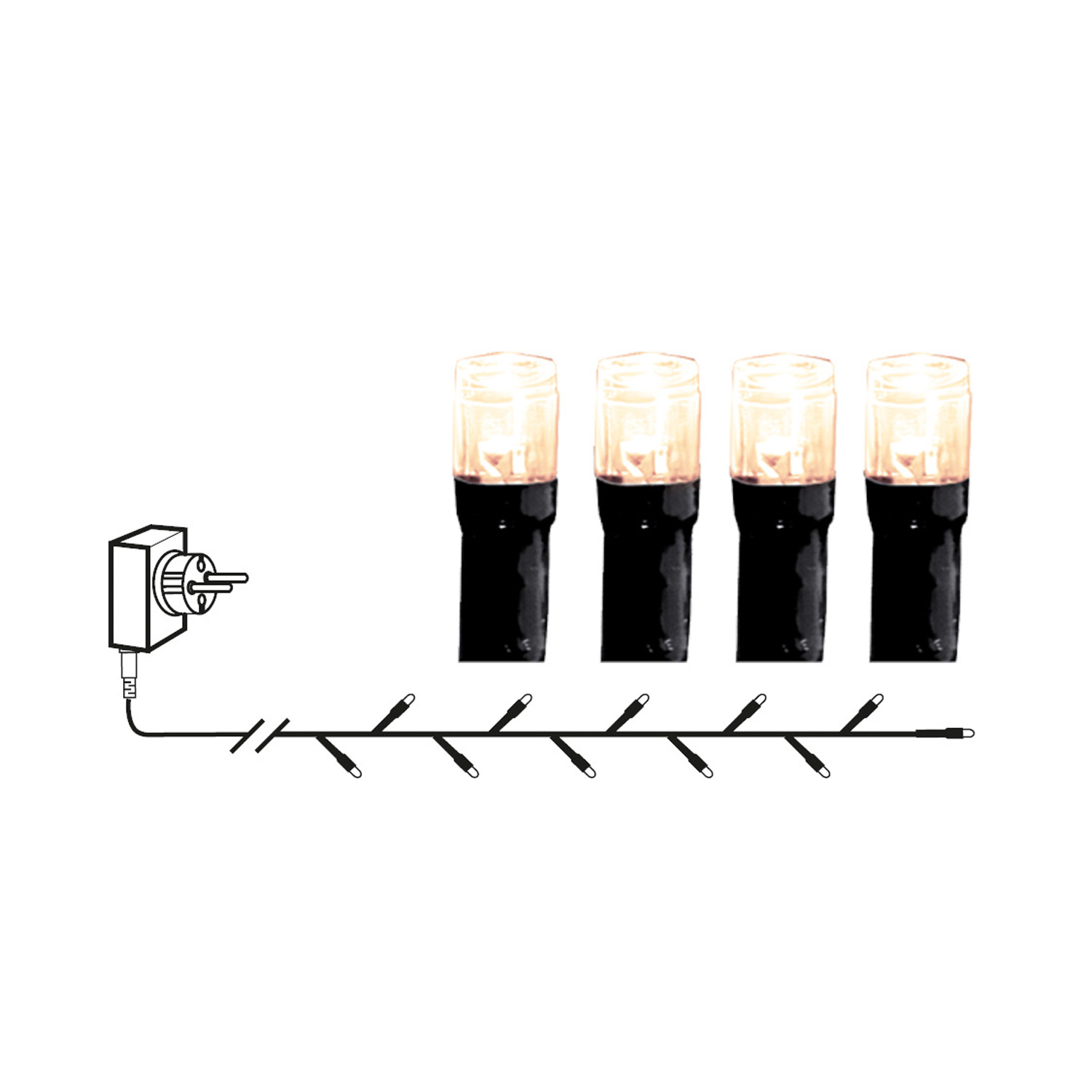 LED Lichterkette - Serie LED - outdoor - 80 kaltweiße LED - L: 5,6m - schwarzes Kabel