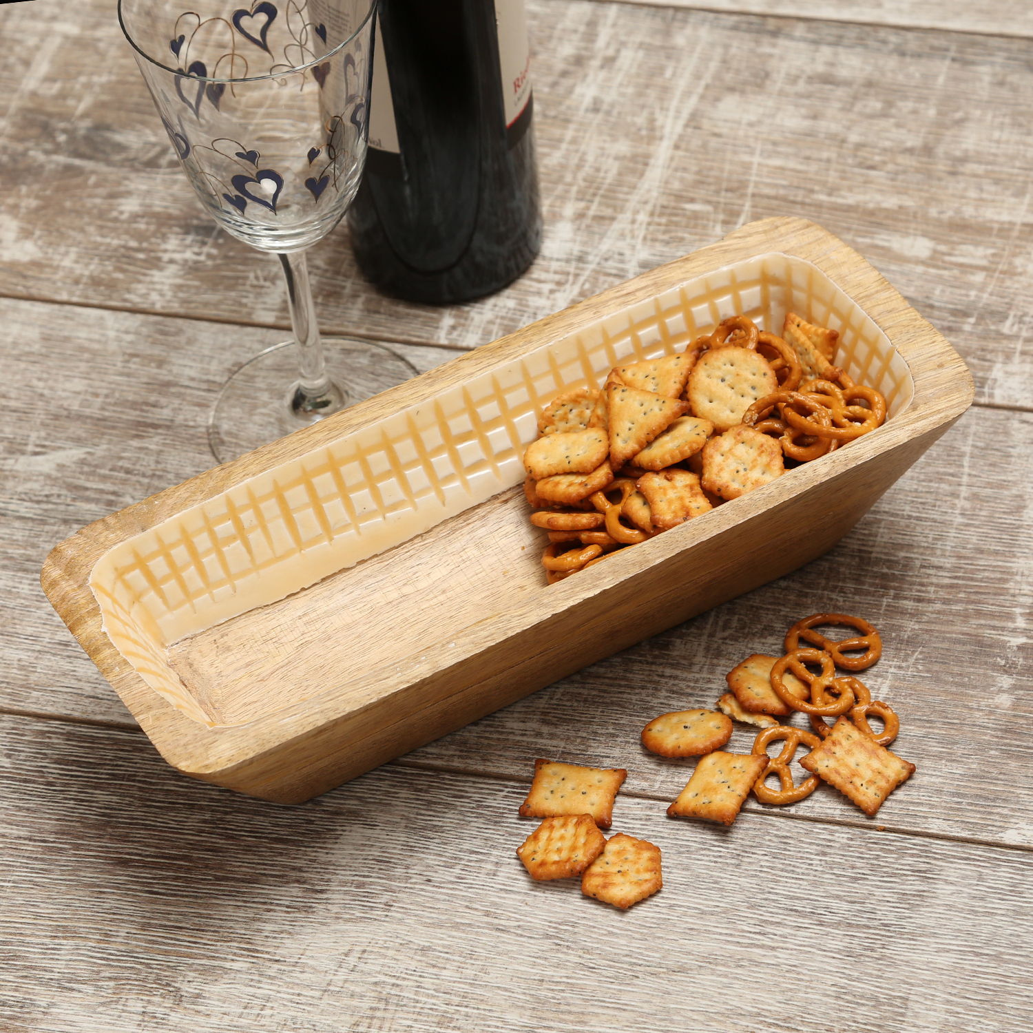 Dekoschale - rechteckig - Mangoholz - L: 30cm - H: 8cm - natur, terracotta Dekoschale - rechteckig - Mangoholz - L: 30cm - H: 8cm - natur, terracotta