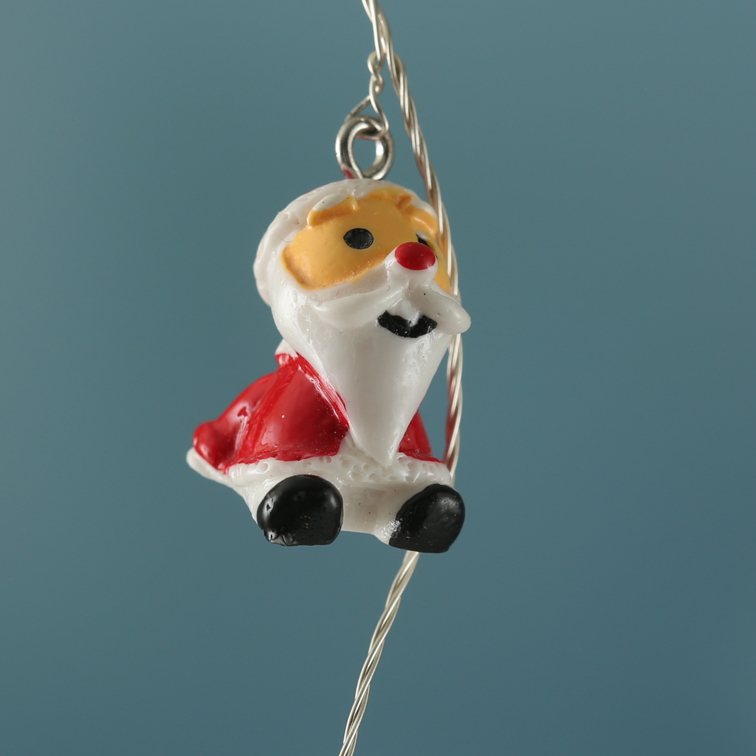 LED Drahtlichterkette NIKOLAUS - 20 warmweiße LED - L: 1,90m - Timer - Batterie - rot, weiß