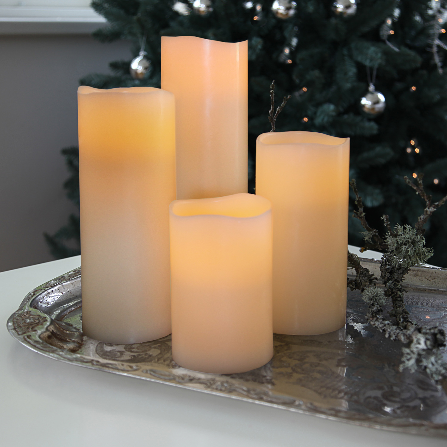 LED Kerze Big - Echtwachs - flackernde gelbe LED - Timer - Batteriebetrieb - H: 15cm D: 10cm - creme LED Kerze Big - Echtwachs - flackernde gelbe LED - Timer - Batteriebetrieb - H: 15cm D: 10cm - creme