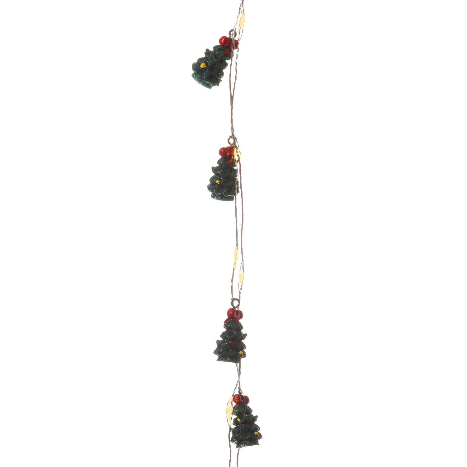 LED Drahtlichterkette TANNENBAUM - 20 warmweiße LED - L: 1,90m - Timer - Batterie - grün, rot