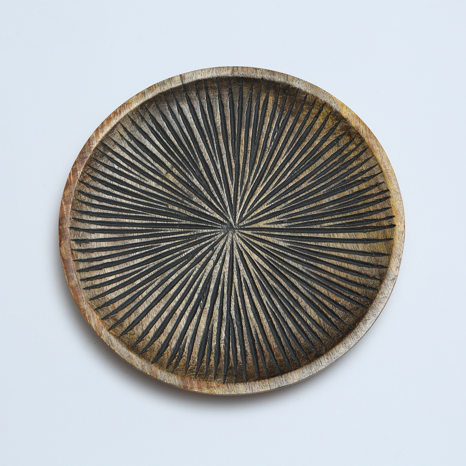 Holzteller - Dekotablett - rund - Mangoholz - D: 22,5cm - H: 2cm - natur, schwarz Holzteller - Dekotablett - rund - Mangoholz - D: 22,5cm - H: 2cm - natur, schwarz