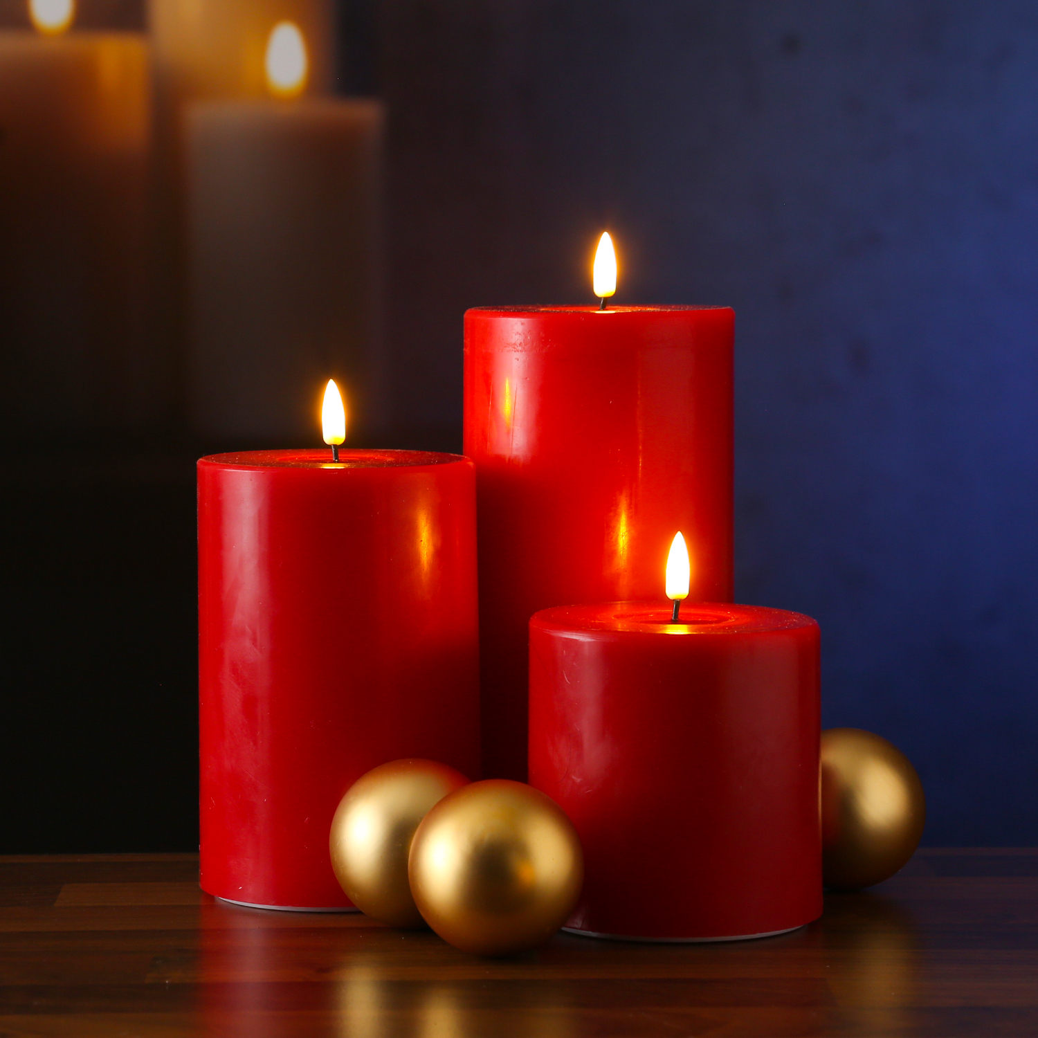 LED Stumpenkerze MIA - Echtwachs - realistische 3D Flamme - H: 15cm - D: 10cm - rot LED Stumpenkerze MIA - Echtwachs - realistische 3D Flamme - H: 15cm - D: 10cm - rot