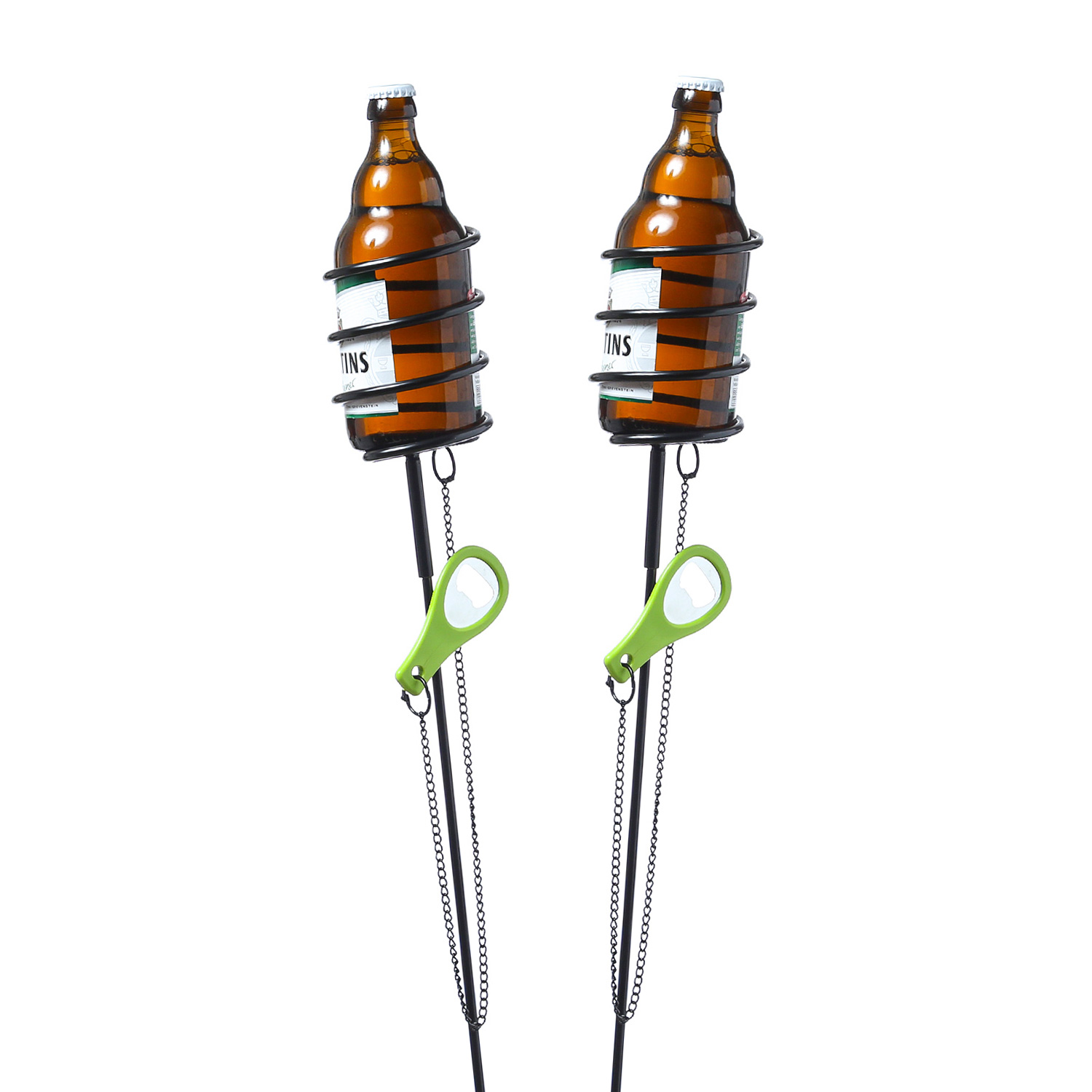 Spiralhalter 2er Set - Halter für Flaschen, Gläser, Kerzen etc mit 2 Öffnern