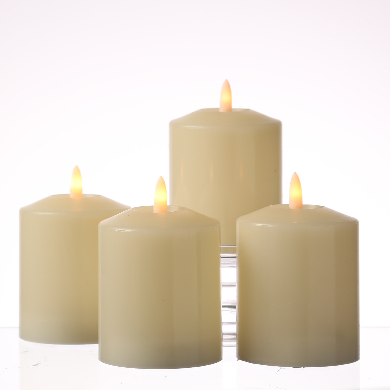 LED Kerzenset - Echtwachs - flackernde 3D Flamme - H: 11,5cm - Fernbedienung - creme - 4er Set LED Kerzenset - Echtwachs - flackernde 3D Flamme - H: 11,5cm - Fernbedienung - creme - 4er Set