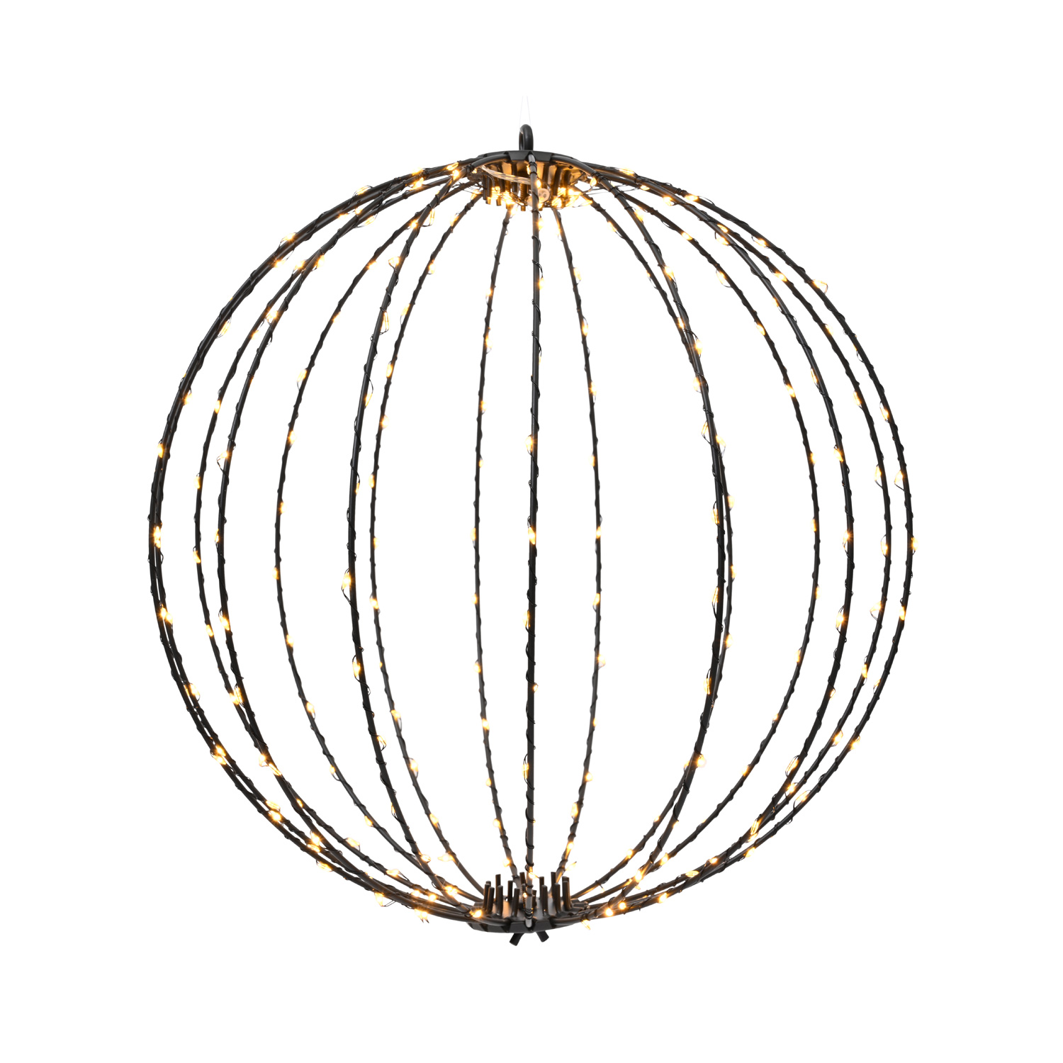 LED Drahtkugel - 3D Leuchtkugel - D: 38cm - 240 bernstein LED - faltbar - 8 Modi/Timer - Innen/Außen