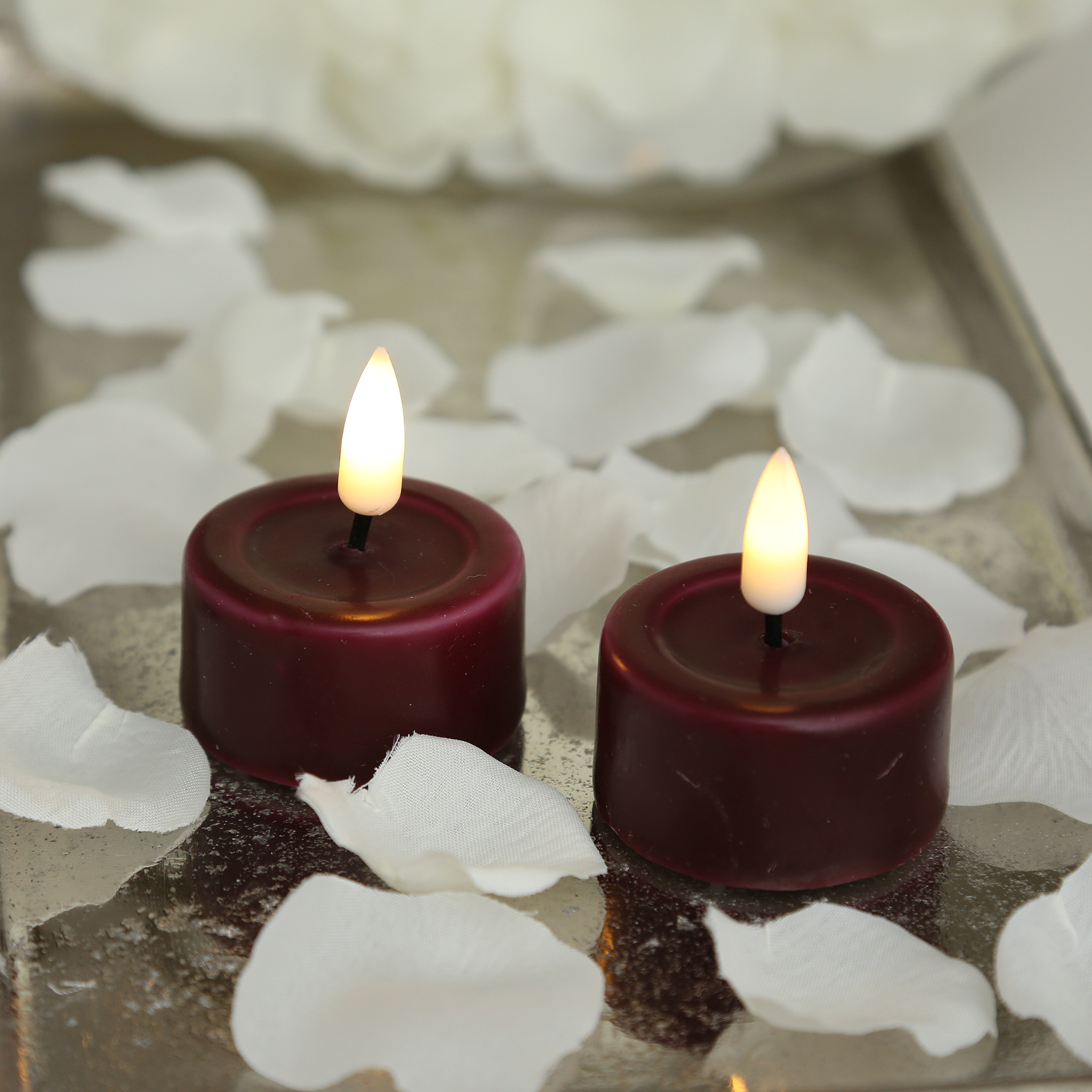 LED Teelichter MIA - Kunststoff - realistische 3D Flamme - D: 4,1cm - weinrot - 2 Stk. LED Teelichter MIA - Kunststoff - realistische 3D Flamme - D: 4,1cm - weinrot - 2 Stk.