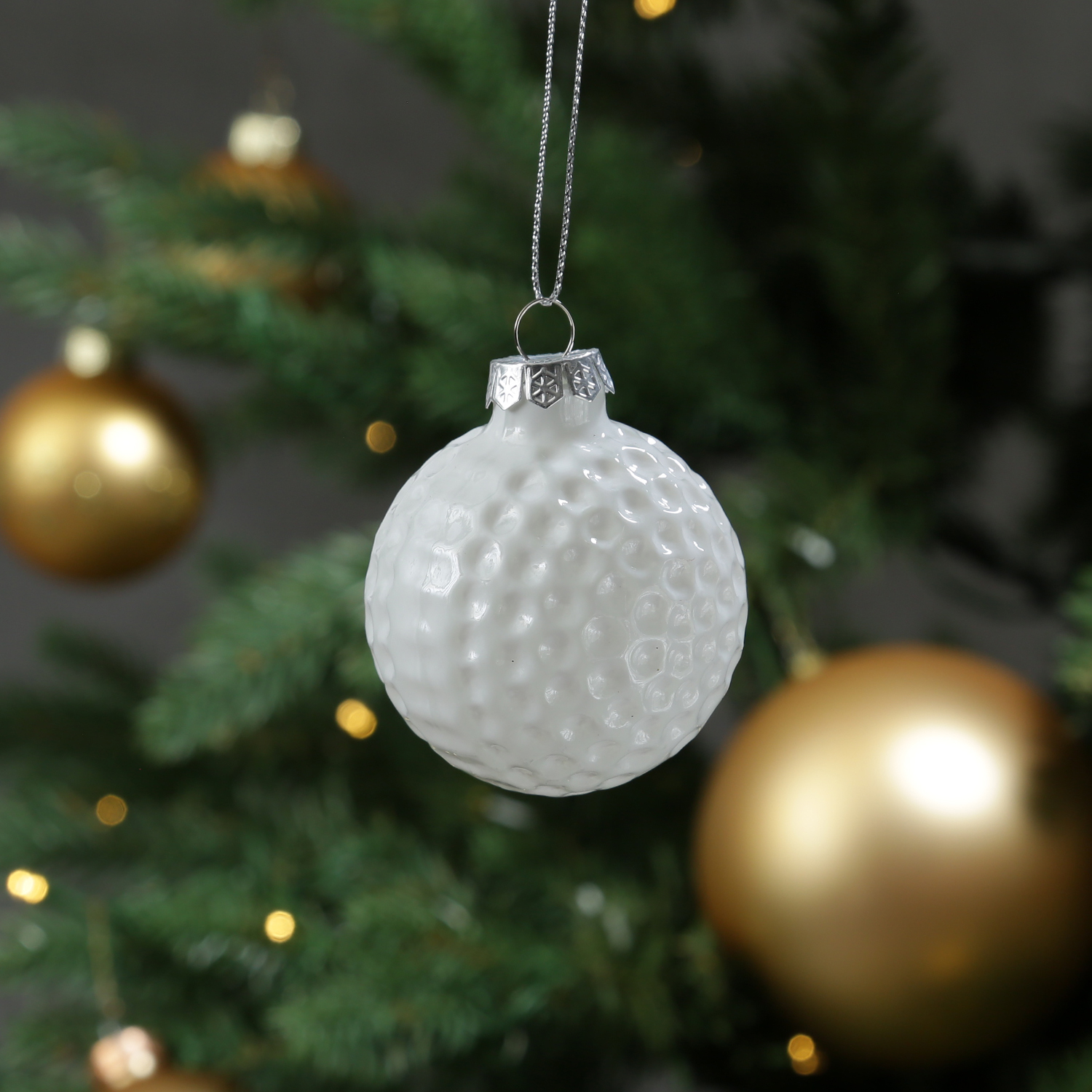 Weihnachtsbaumschmuck Golfball - Christbaumschmuck - Glas - D: 5,6cm - weiß Weihnachtsbaumschmuck Golfball - Christbaumschmuck - Glas - D: 5,6cm - weiß