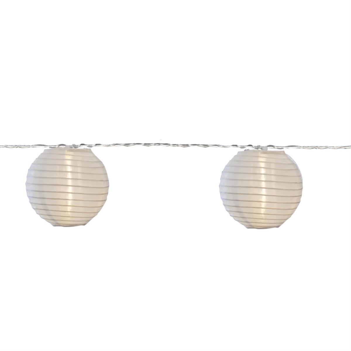 LED Lichterkette -Festival- - 10 weisse Lampions mit warmweissen LED - 4-5m - inkl. Trafo - 10m Kabel