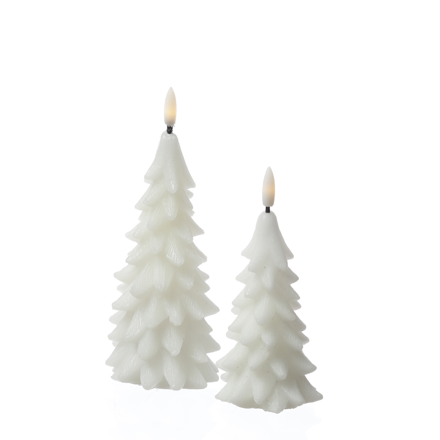 LED Kerze Tannenbaum - Echtwachs - 3D Flamme - inkl. Batterie - H: 16cm - Timer - weiß LED Kerze Tannenbaum - Echtwachs - 3D Flamme - inkl. Batterie - H: 16cm - Timer - weiß