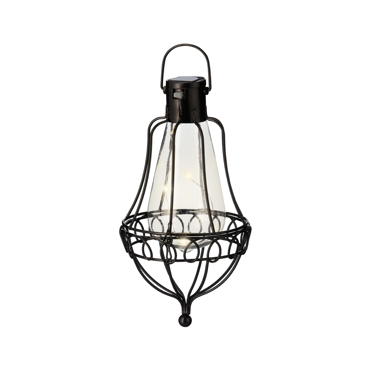 LED Solar Laternen und Gartenstecker - zwei Henkel u. zwei Erdspieße - D: 10cm - schwarz - 4er Set LED Solar Laternen und Gartenstecker - zwei Henkel u. zwei Erdspieße - D: 10cm - schwarz - 4er Set